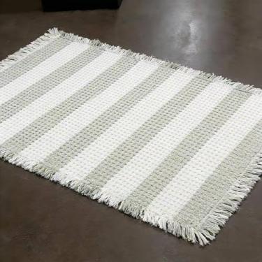 Imagem de Tapete de banho waffle, tapete de banho moderno tecido boho absorvente antiderrapante, tapetes de banheiro ultra macios, tapetes de banho de malha laváveis na máquina com listras para banheiro, quarto