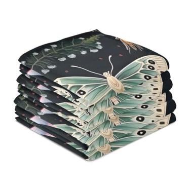 Imagem de Wassud Toalhas de cozinha cogumelos e borboletas panos de prato de cozinha pacote com 6 panos de prato macios com laço para pendurar toalha de mão super absorvente de secagem rápida toalhas de chá de