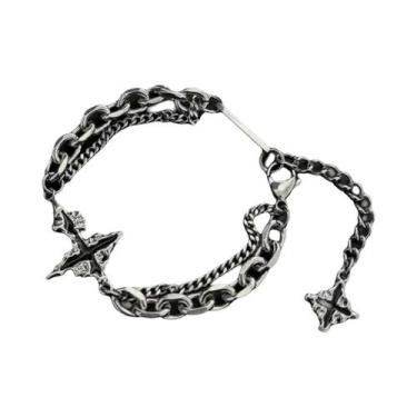 Imagem de Pulseira Masculina De Aço Inoxidável Com Cruz Escura, Joia Hipoalergên