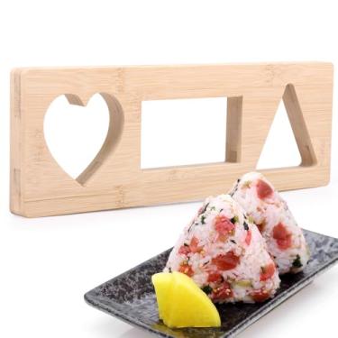 Imagem de Molde de onigiri 3 em 1, modelador de arroz com 3 cavidades, prensa de musubi, máquina de bento de prensa rápida, uma vez faz 3 peças de onigiri para festas de piqueniques de cozinha doméstica (Estudo