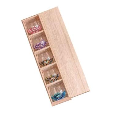 Imagem de x3anggyt5 Conjunto de 5 copos de vidro coloridos pintados à mão com caixa de madeira, requintado vidro de água transparente martelado