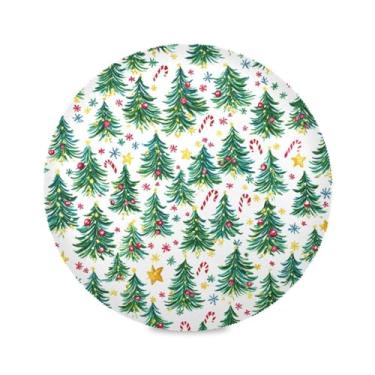 Imagem de STAYTOP Jogo americano redondo para árvore de Natal e bengala, 6 peças, tapetes de mesa antiderrapantes fáceis de limpar para decoração de mesa de festa e churrasco