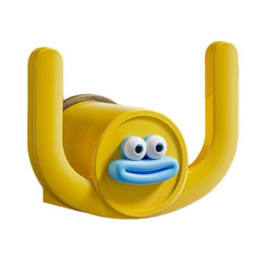 Imagem de Gancho de armazenamento – Adorável gancho de chinelos de desenho animado para banheiro, rack de chinelo perfeito e organizador de armazenamento de chuveiro para família, amarelo