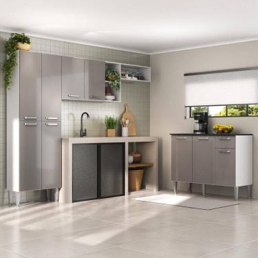 Imagem de Armário De Cozinha Compacta Modulada Versatile Multimóveis Mp2302 Brancolacca Fumê Bran...