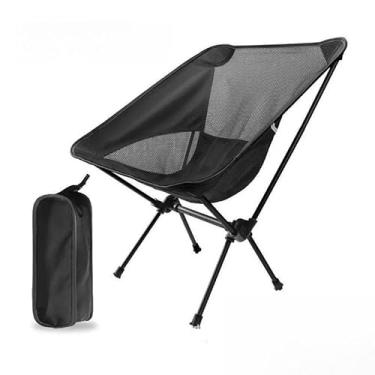 Imagem de Cadeira portátil e plegável，Dobrável Oxford 600D Ultraleve Praia Camping Pesca Com Bolsa Bask(Negro)