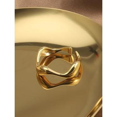 Imagem de 1 anel aberto em forma de onda, joias femininas para mulheres, joias finas para mulheres, vida diária, namoro, decoração para festa de formatura, Cobre, Sem pedra preciosa