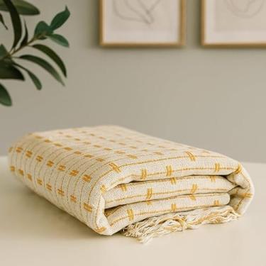 Imagem de Manta para sofá extragrande 3,00 x 1,80 metros Textura tijolo Algodão Decoração para quarto e sala de estar (Tijol.BRANCO COM CARAMELO)