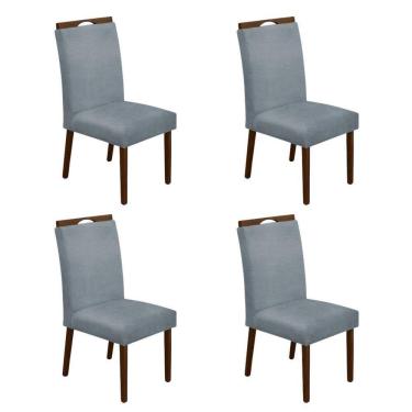 Imagem de Kit 4 Cadeiras De Jantar Madeira Maciça Em Linho Heloísa Cinza Linho