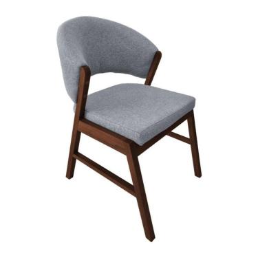 Imagem de Cadeira De Jantar Madeira Maciça Débora Linho Premium Cinza Linho
