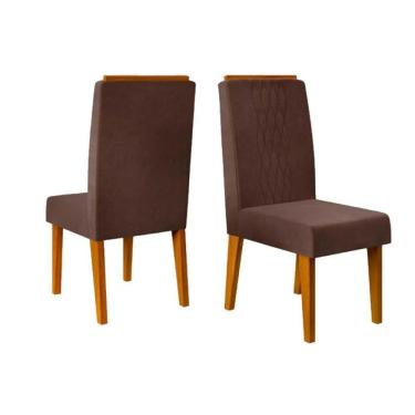 Imagem de Cadeira De Cozinha Lia Kit 2 Un Cedro Suede Moca Marrom