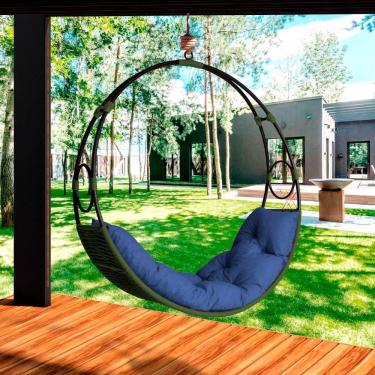 Imagem de Cadeira Balanço Suspenso Lua Nova Em Corda Náutica Verde/azul