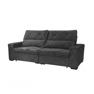 Imagem de Sofá Retrátil E Reclinável 230cm Alaska Veludo Cinza Grafite