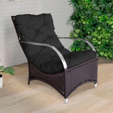 Imagem de Poltrona Roma Para área Externa De Alumínio E Fibra Sintética Tabaco-preto