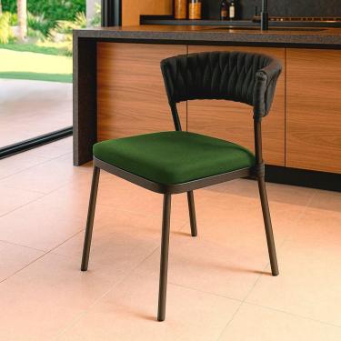 Imagem de Cadeira Nice Alumínio Tricô Náutico Gourmet Acesse Móveis Preto/verde