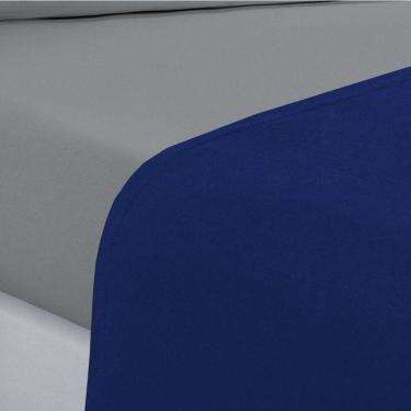 Imagem de Jogo De Cama Malha Lençol 100% Algodão Gran Moratta 4 Peças Casal - Azul Royal-cinza