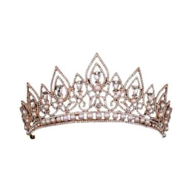Imagem de Coroa Tiara De Princesa Rainha Em Ouro, Prata E Cristal Com Strass Par