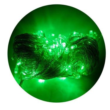 Imagem de Led Pisca Cordão Com 10 Metros 100 Lampadas Formato Gota Fio Crystal Tomada Luz Natal Ano Novo Verde
