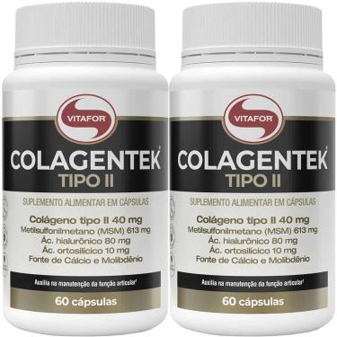 Imagem de Kit 2 Colagentek Vitafor Tipo II 60 cápsulas 790mg-Unissex