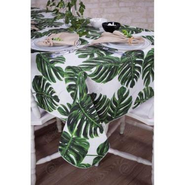 Imagem de Toalha de Mesa Retangular em Tecido Jacquard Estampado Floral Costela 