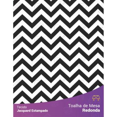 Imagem de Toalha de Mesa Redonda em Tecido Jacquard Estampado Chevron Preto, 3,2