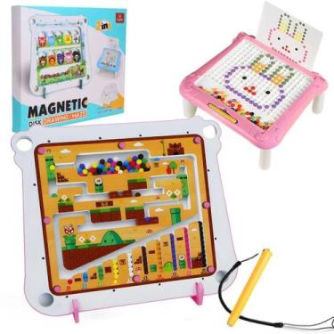 Imagem de Mesa Lousa Mágica Magnética 2 Em 1 Retrô Rosa - Castela - Castela Bras