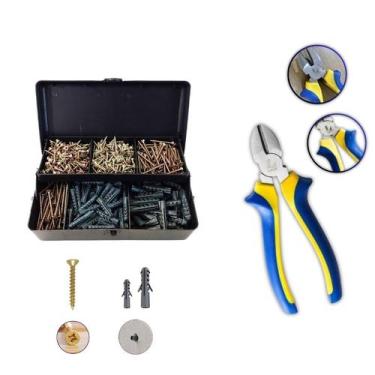 Imagem de Kit Parafusos Bucha Ferramenta Alicate de Corte reparos casa - Komprak