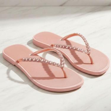 Imagem de Calçado Feminino Rasteirinha Pérolas Confortável Antiderrapante Novida