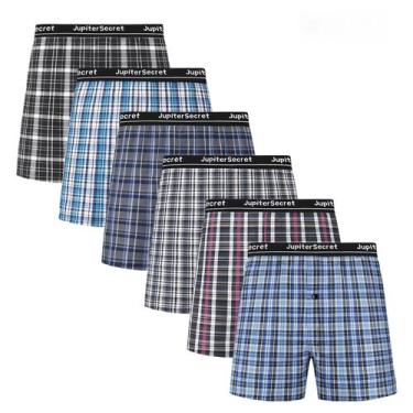 Imagem de Tecido Boxer Shorts JupiterSecret 6 pcs masculino, elástico na cintura