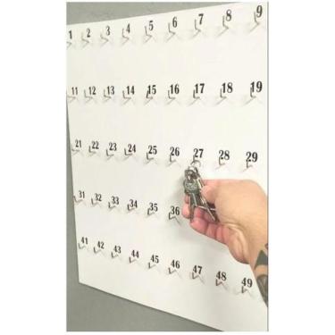 Imagem de Porta Chaves Mdf E Vinil 50 Ganchos Retangular Cor Branco - JPS SPORTE
