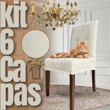 Imagem de Kit 6 Capas de Cadeira Linha Gold Anti Gato Indiana - Creme - OK Darli