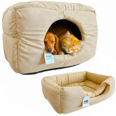Imagem de Cama Toca Luxo Filhote Cao Lavavel Gato Caminha Bege Media - Maxximo P