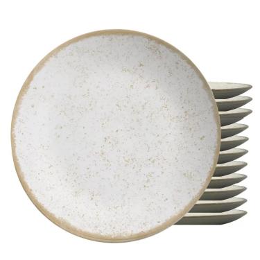 Imagem de Jogo 12 Pratos Raso Coup Organic Cor Bege Cerâmica 29cm Alleanza