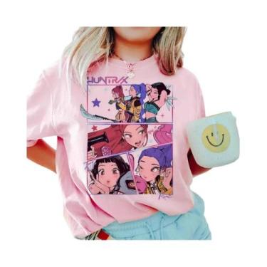 Imagem de Camiseta Unissex Anime KPop Caçadores De Demônios, Gola Redonda, Manga