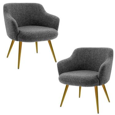 Imagem de Kit 2 Poltronas Decorativa Sala Estar Pés Palito New Bronze Jade C06 L