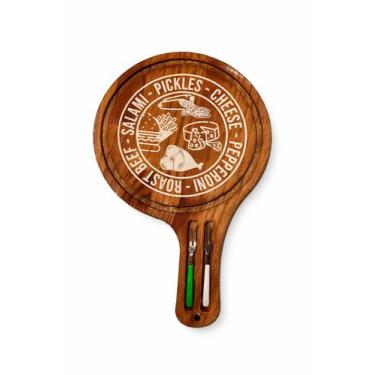 Imagem de Tábua Premium de Madeira Rústica com Garfinhos para Frios e Queijos, M