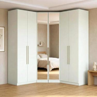 Imagem de Guarda Roupa Modulado de Canto com Espelho 6 Portas 3 Gavetas Seletto 