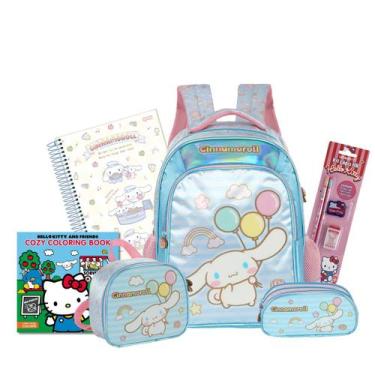 Imagem de Kit Mochila Costas Cinnamoroll Com Lancheira E Estojo Triplo - Luxcel,