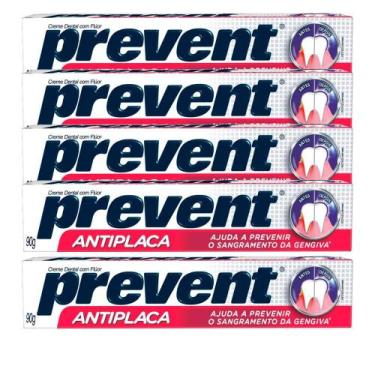 Imagem de Kit 5 Pasta De Dentes Prevent Antiplaca Em Creme 90 G