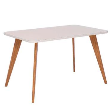 Imagem de Mesa Jantar Retangular 1,30 Com Vidro Acerola Madeira/Off White - Cimo