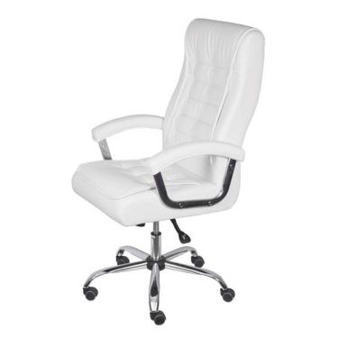 Imagem de Cadeira Escritório Giratória Oslo Presidente Com Molas Or Design Em Pu Branco Base Rodízio