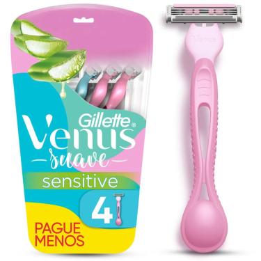 Imagem de Aparelho de Barbear Simply Sensitive 4 Unidades Rosa Gillette Venus Feminino Pele Sensível