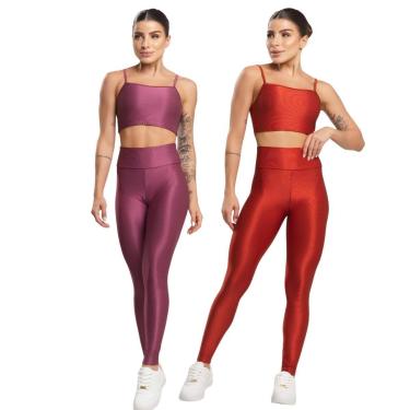 Imagem de KIT 2 Conjunto Fitness Top e Calça Esmeralda Serra e Mar Roupa Academia Treino Feminina Musculação-Feminino