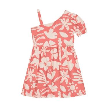 Imagem de Vestido infantil menina estampado assimétrico Brandili -Rosa-Feminino
