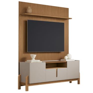 Imagem de Rack Bancada Luiza com Painel Sena para TV Até 60 Polegadas 4 Portas com Detalhe Frisado