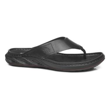 Imagem de Chinelo Pegada 134103-05 Couro Legítimo Anatomico Masculino, Preto, 40
