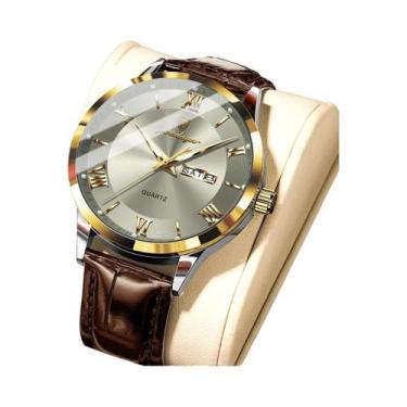 Imagem de Relógio De Quartzo Masculino À Prova d'Água Com Luz Noturna Em Couro P