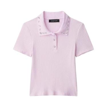 Imagem de Camiseta Polo De Verão 2025 Em Cor Sólida Com Mangas Curtas, Moda E La