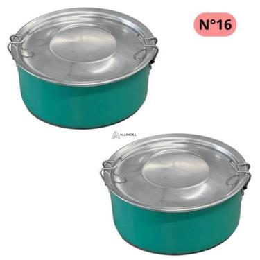 Imagem de Kit 2 Marmita Pop Organizador N16 Redonda com Trava de Aluminio Verde 