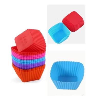 Imagem de Forma de Bolo Quadrada silicone Kit 6Pcs Cores Sortidas - EA ACESSÓRIO
