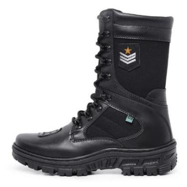 Imagem de Coturno Militar Bota Tatico Masculino em Couro Solado Borracha Palmilha Gel Resistente...